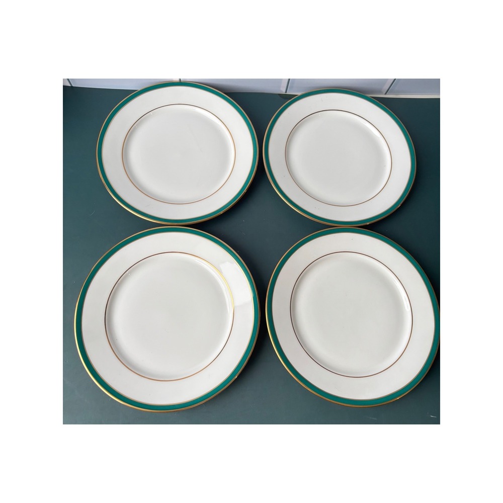 Lenox Margaret Debut Collection Teal Gold Trim Butter Plates Set of 4 USA